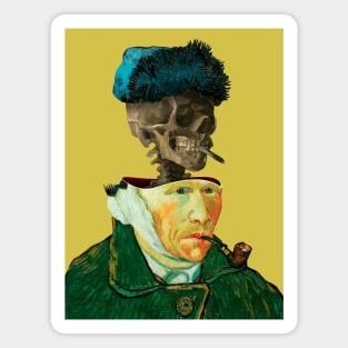 Surreal Van Gogh portrait wit Skeleton Magnet